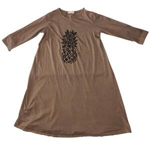Girls Tottini 1/2 Sleeve Brown Pineapple Dress Size 12